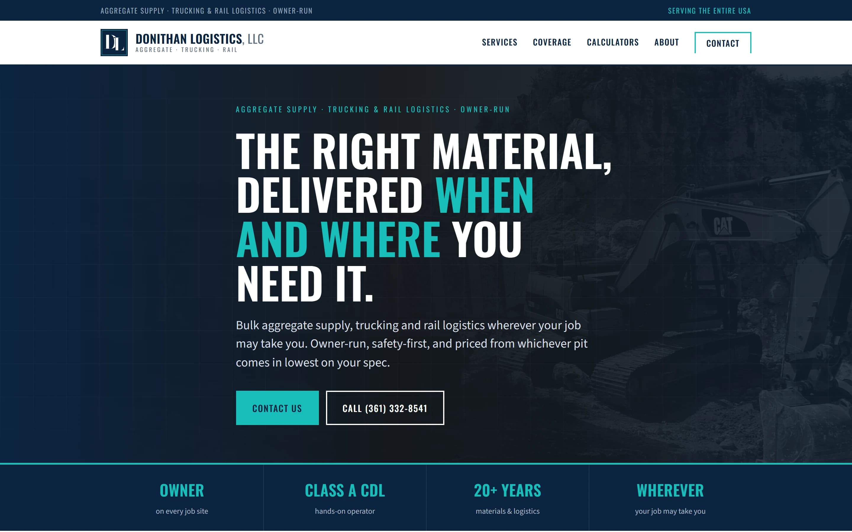 Screenshot of the Donithan Logistics website