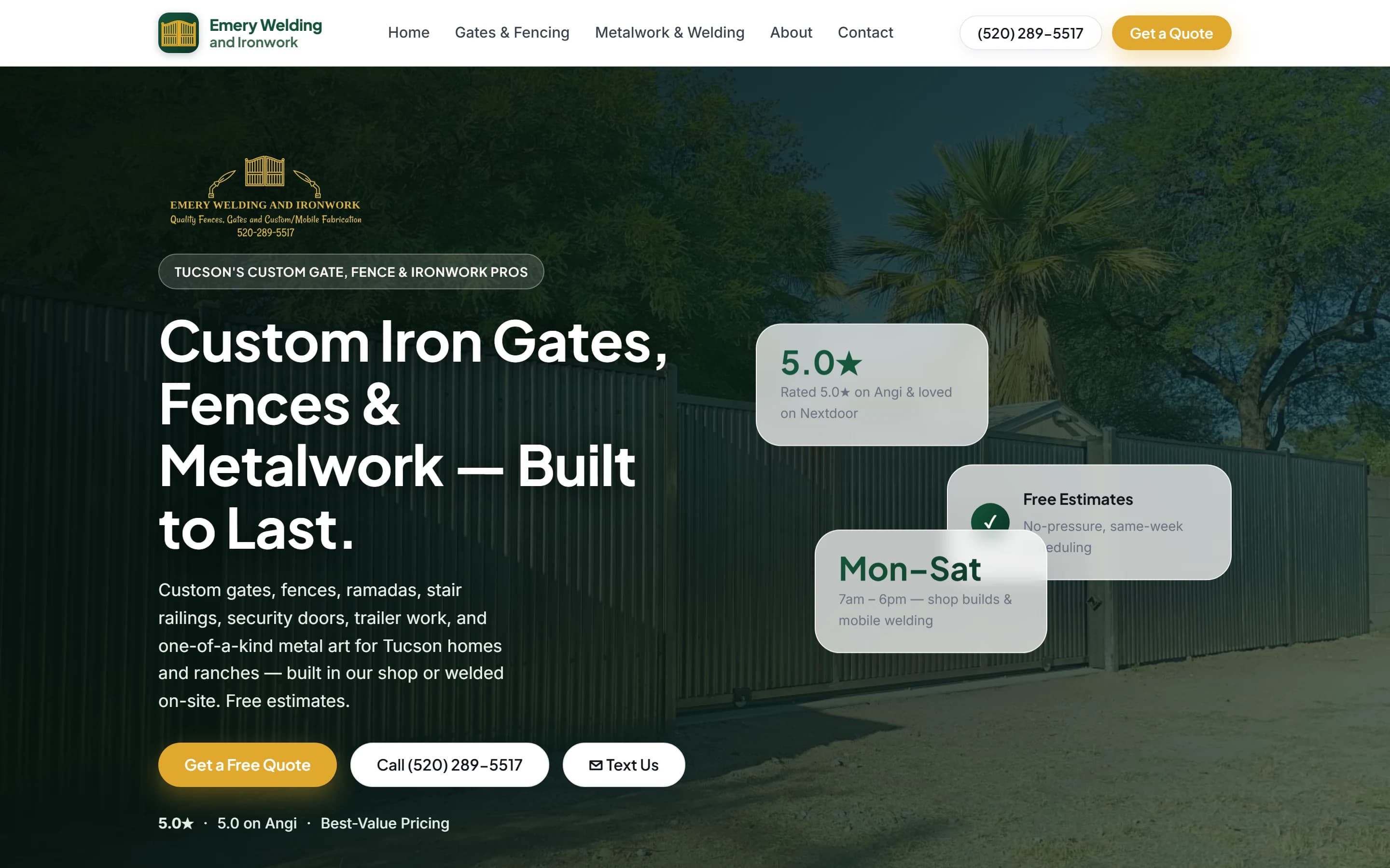 Emery Welding and Ironwork website designed by DataGuys