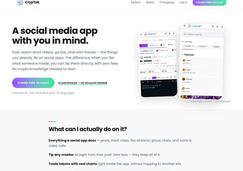 CrypTok — screenshot