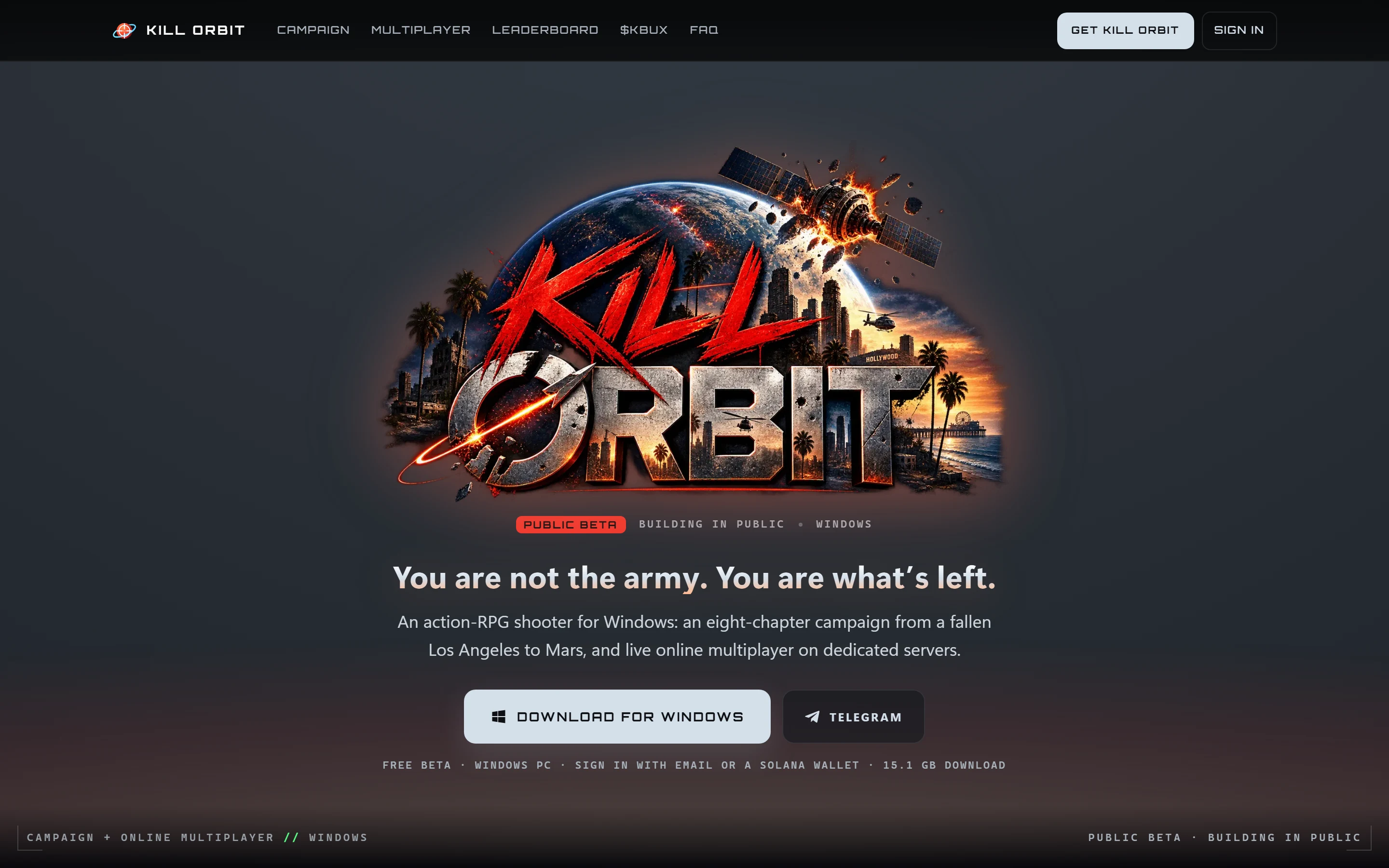 The Kill Orbit website on a desktop screen